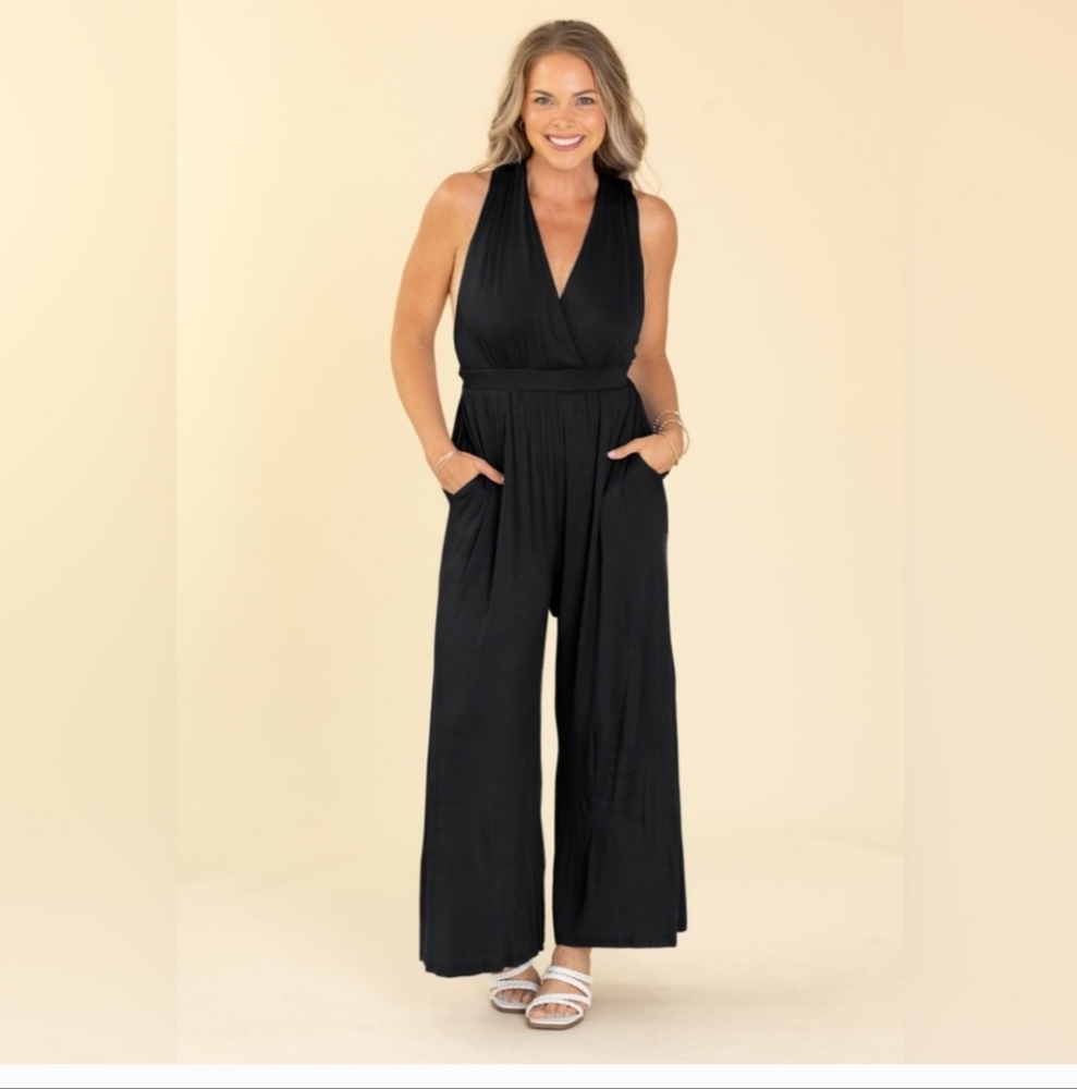 Heyson Halter Black Jumpsuit
